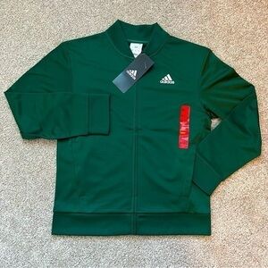 NWT Adidas youth dark green full zip bomber jacket size medium 10/12